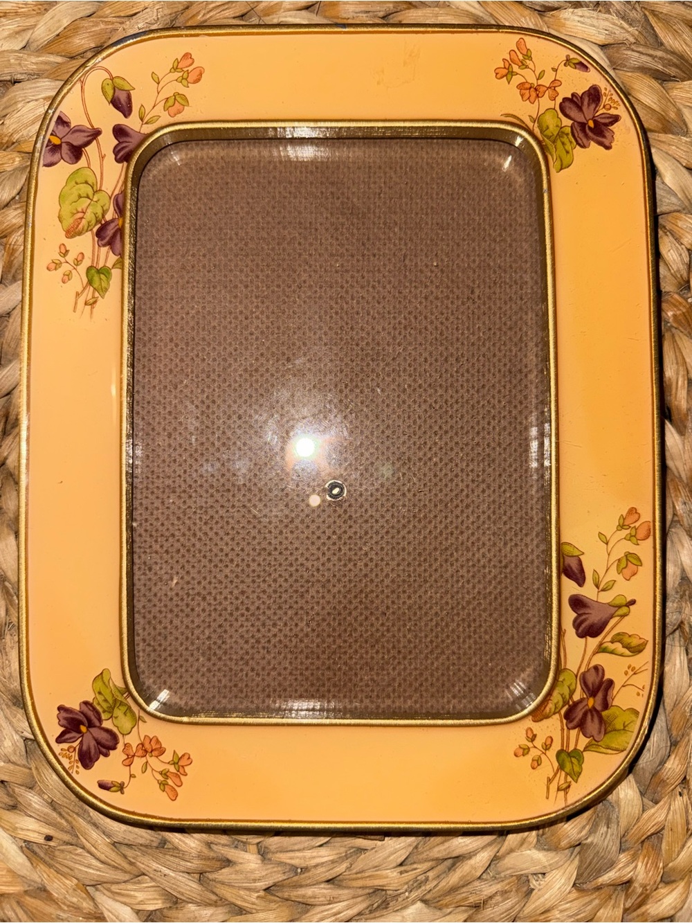 Heavy Vintage Buckleys Enamel Gold Floral Picture Frame 1950's